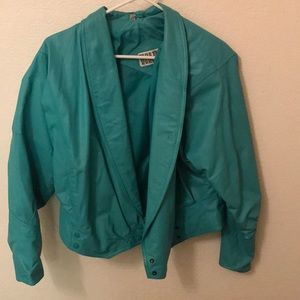 Turquoise Early 90s leather jacket